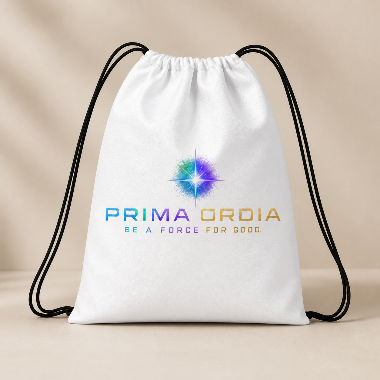 Drawstring Bag: clean studio lifestyle image.