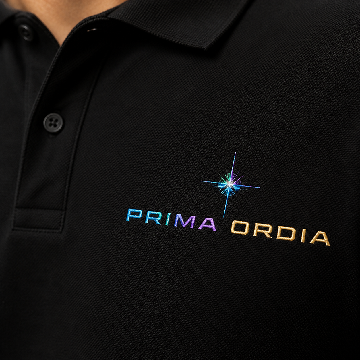 Embroidered Polo: close contextual detail image.