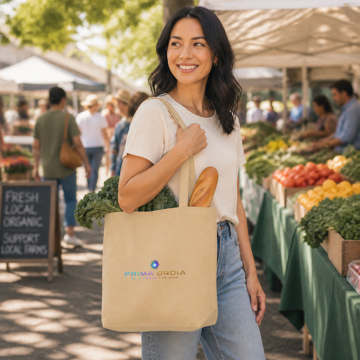 Organic Eco Tote: natural real-world use image.